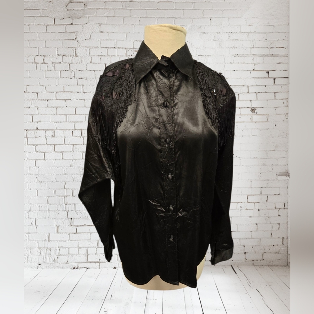 VTG Lilia Smitty Fringe Shirt Exclusive Western Collection Cowgirl Rodeo